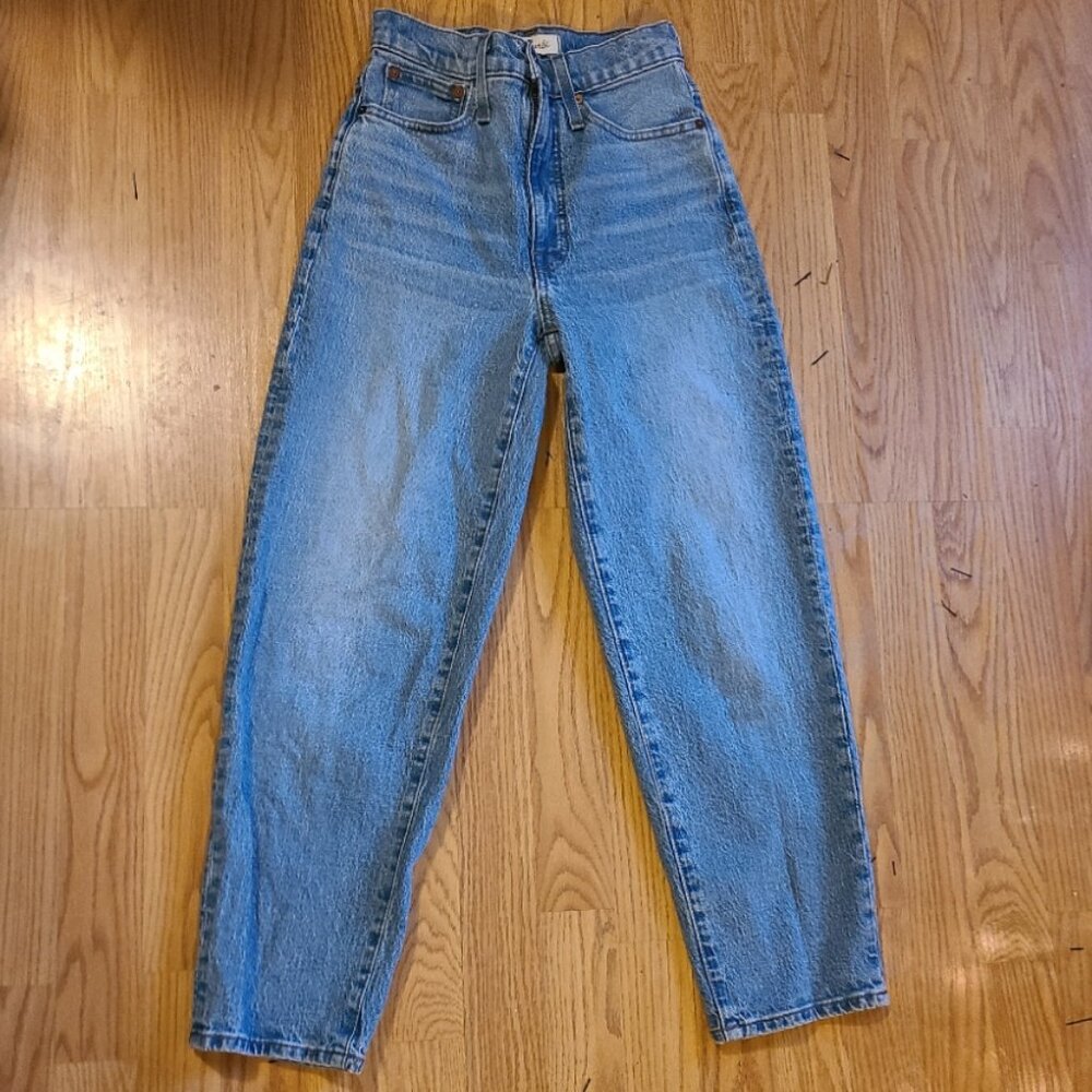MADEWELL BALLOON JEANS BARREL LEG cropped baggy high waist stretch denim sz 23 - Picture 2 of 7